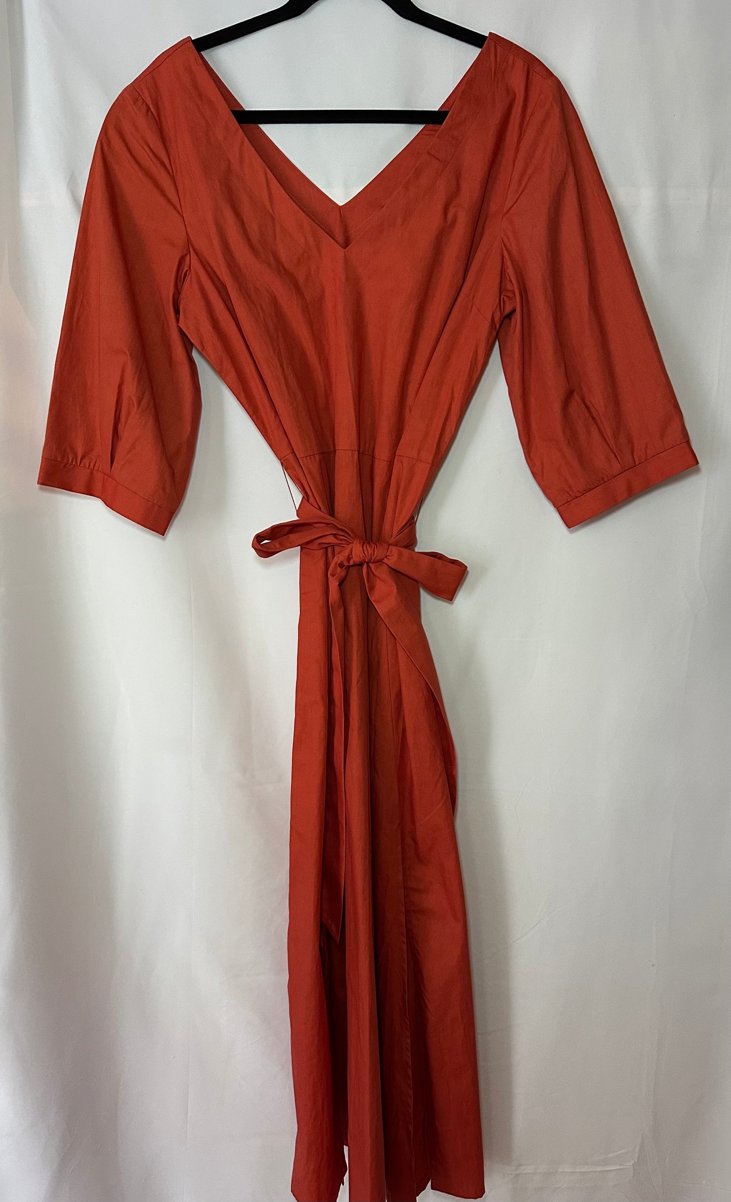 Parterre | Dark Orange Long Sleeve Maxi with Belt Tie