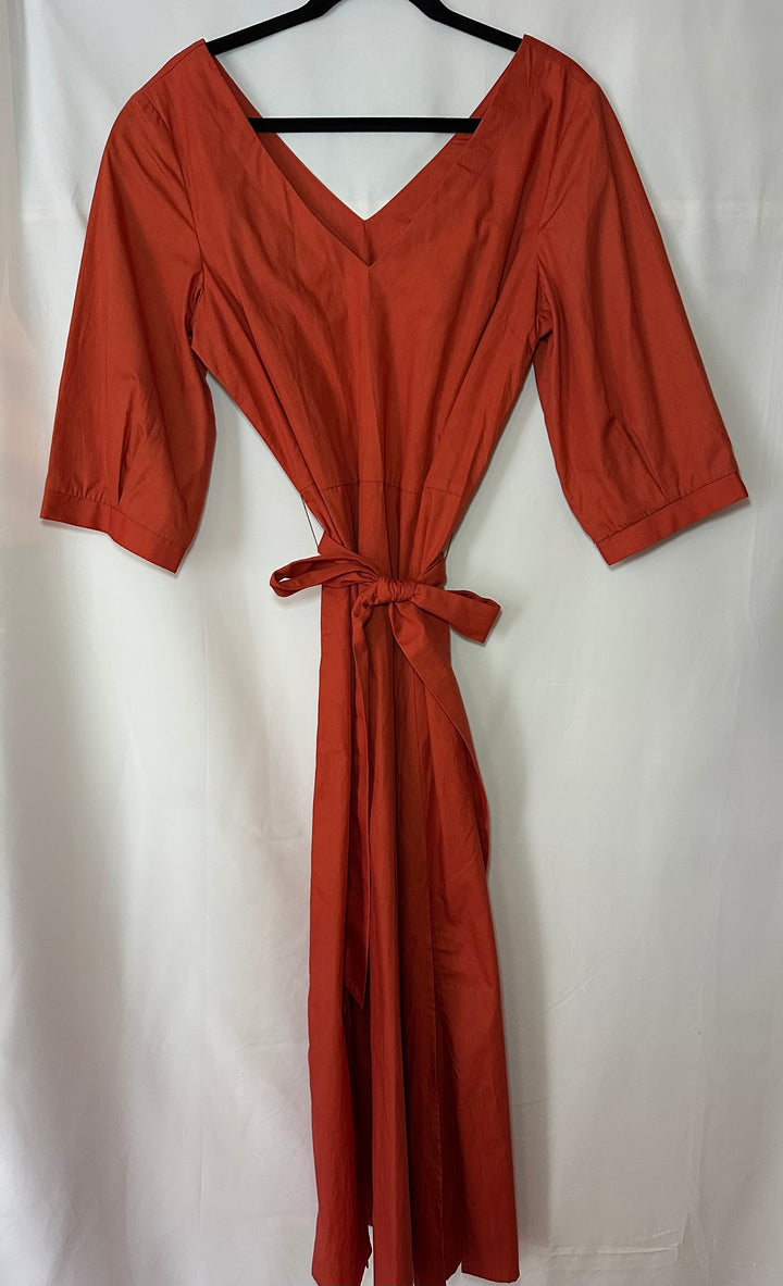 Parterre | Dark Orange Long Sleeve Maxi with Belt Tie