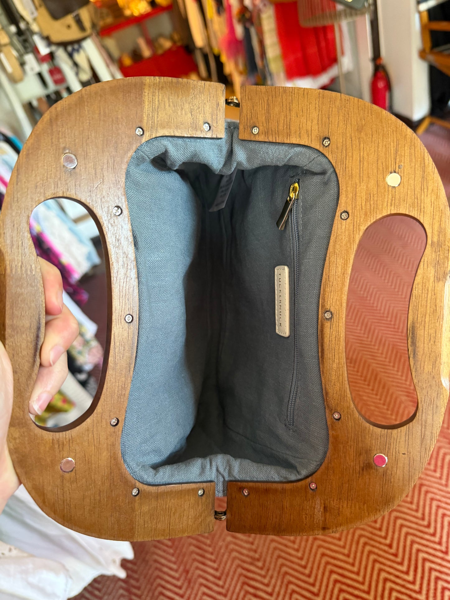 Tuckernuck |  Floral Bermuda Wooden Handle Bag