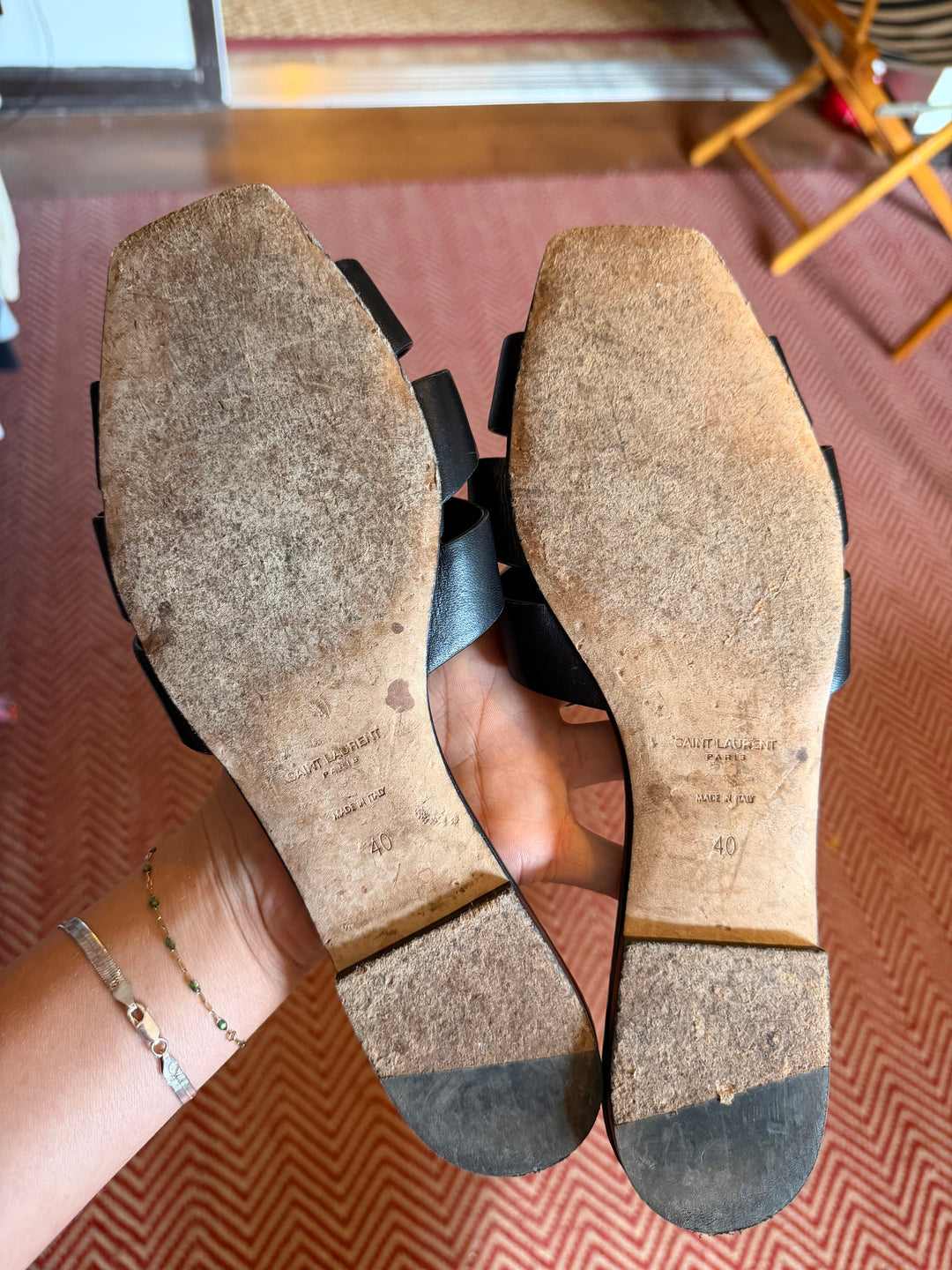 Saint Laurent  | Woven Leather Sandal Slide, 40