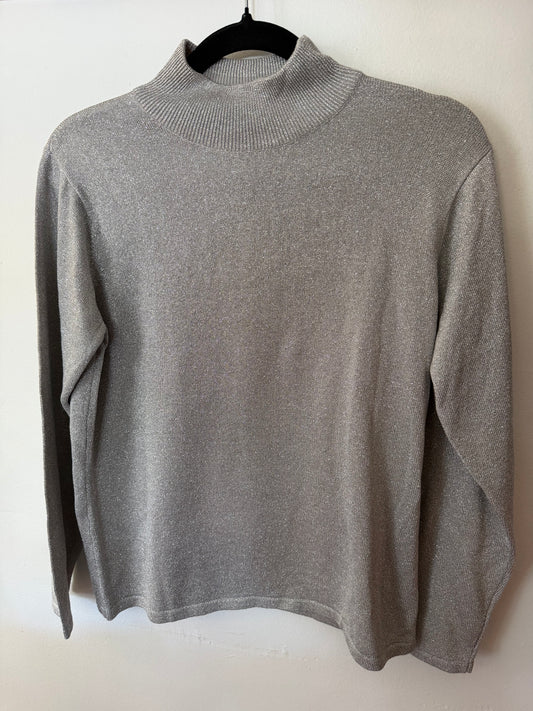 Silver Shimmer Highneck Top, S/M