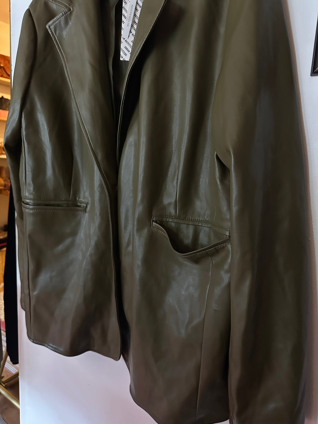 Urban Outfitters | Olive Green Pleather Blazer