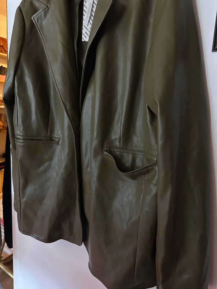 Urban Outfitters | Olive Green Pleather Blazer