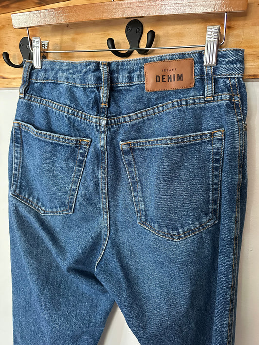 Sezane | "Brut Sexy" Medium/Dark Wash Tapered Jeans, 28