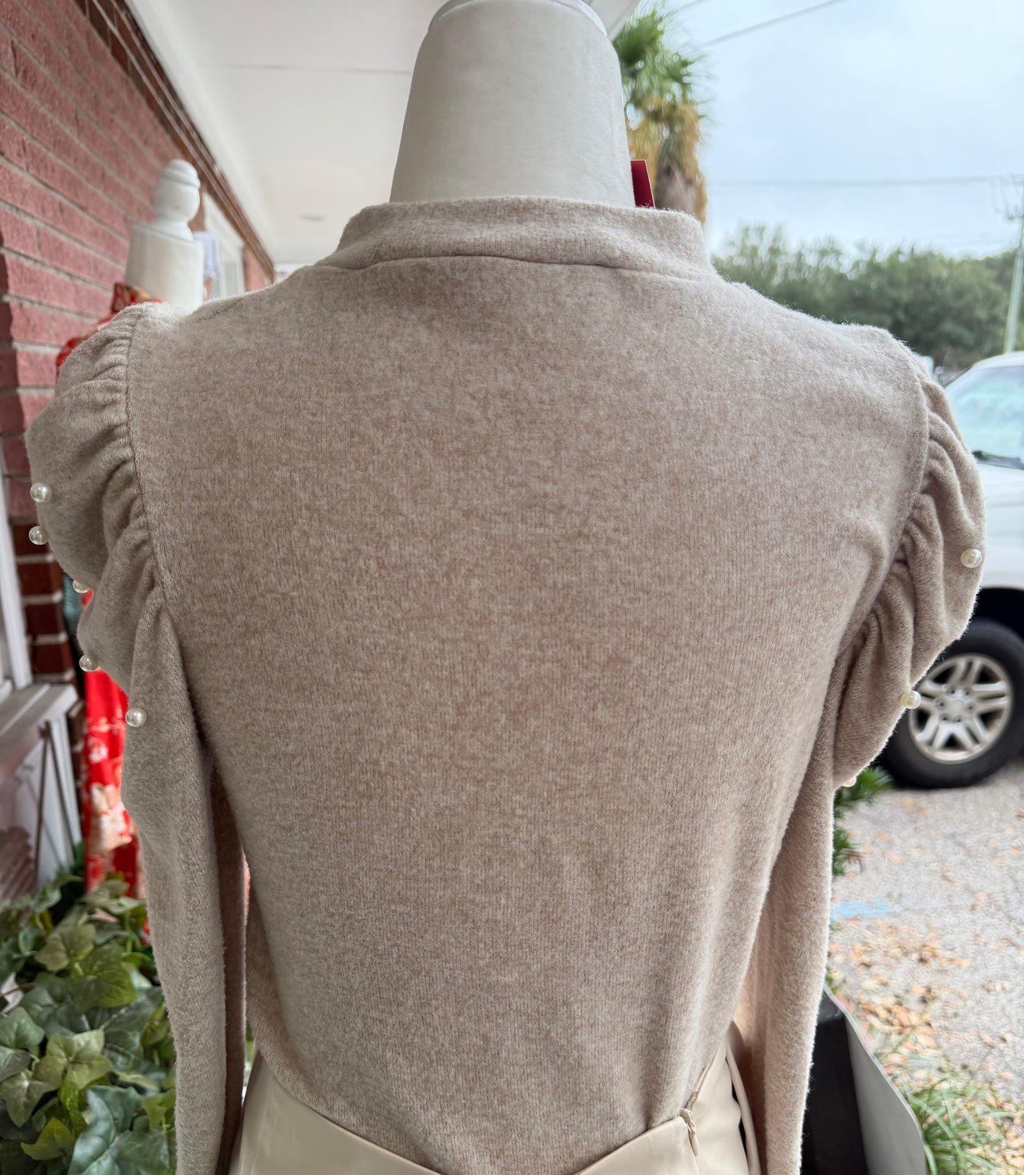 Zara | Pearl Gathered Shoulder Sweater, S