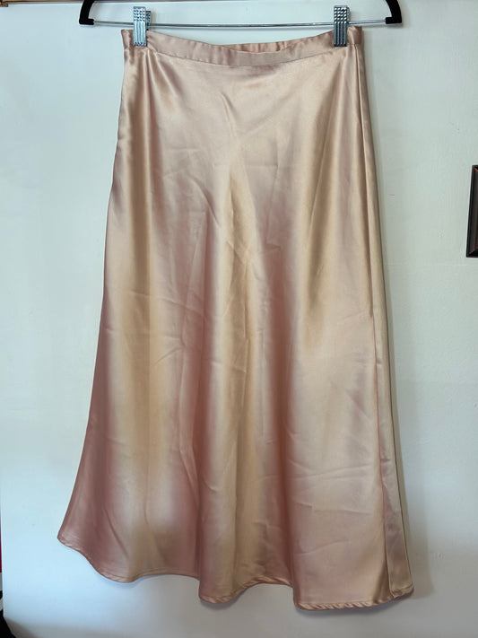 Commense | Champagne Silk Midi Skirt