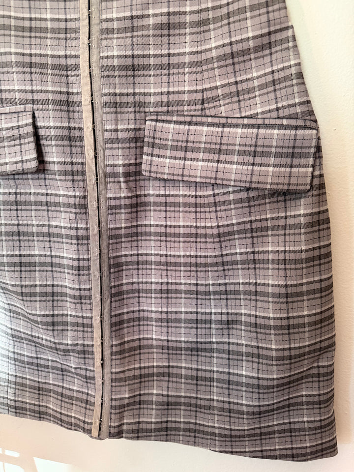 Rotate | Stretchy Mini Dress Grey Check, S