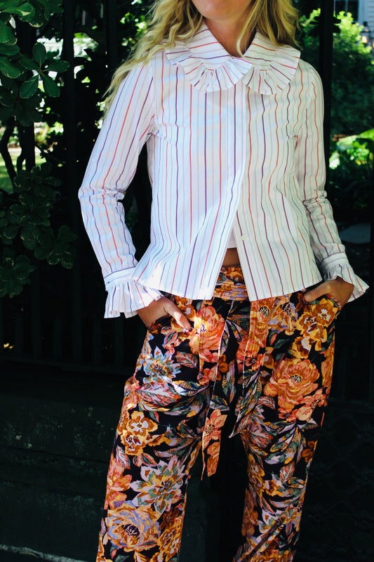 Maria De La Orden | Striped Button Up Blouse, 34