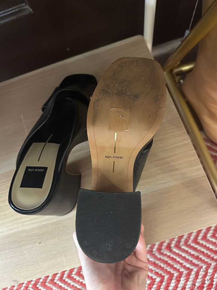 Dolce Vita | Platform Black Leather Sandal, 8.5