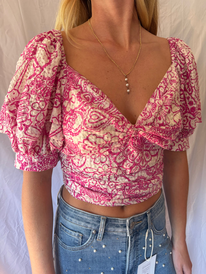 Maeve | Floral Cropped Tie Top, S/P
