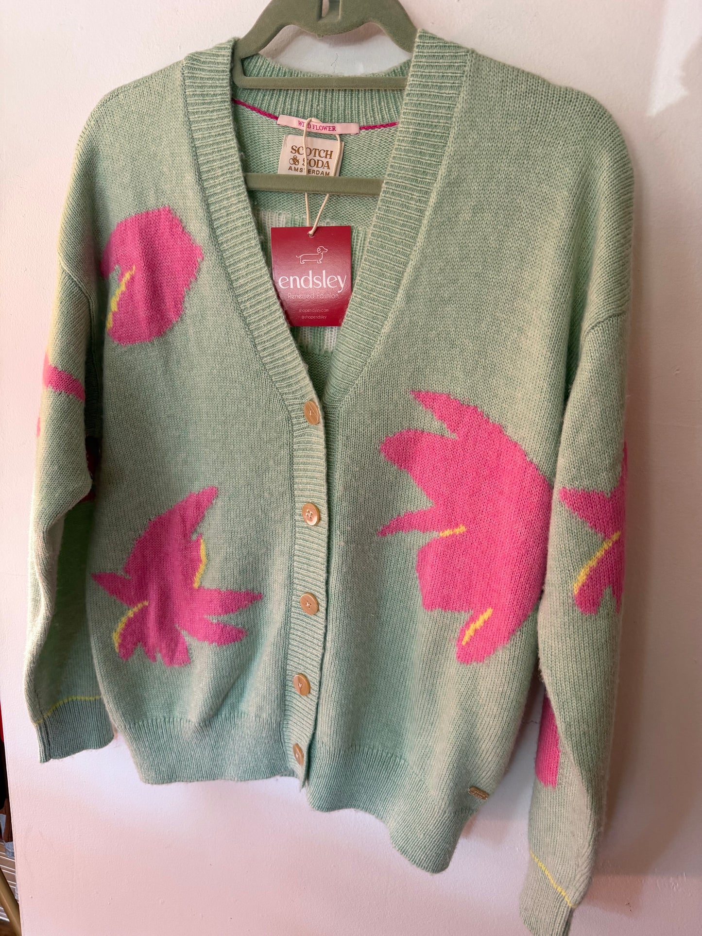 Scoth & Soda | Mint "Radiate Positivity" Wool Blend Sweater, M/L