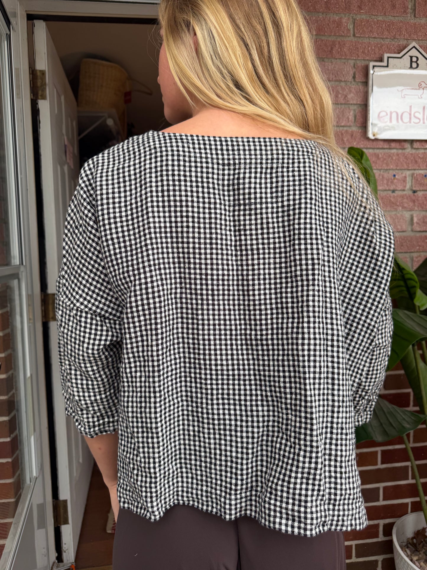 Not Perfect Linen | Gingham Top, OS