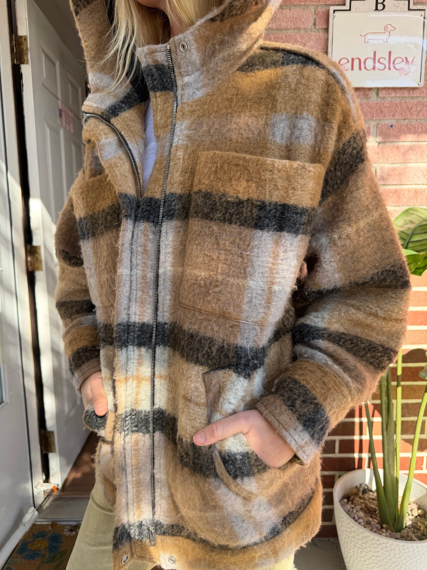 IRO Paris | Plaid Wool Blend Hooded Jacket, 34 (US 2)