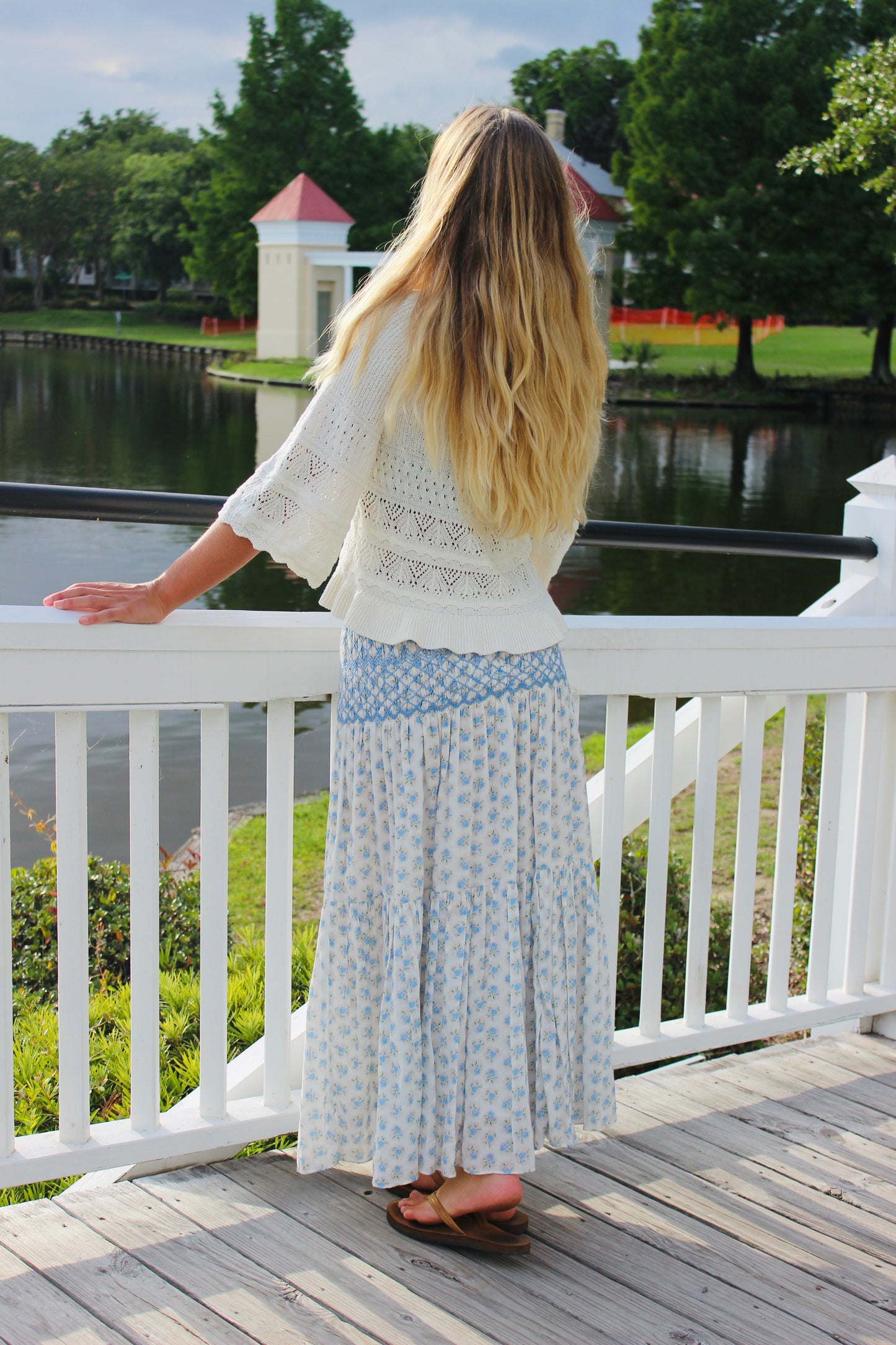 LoveShackFancy | Smocked Floral Midi Skirt, S