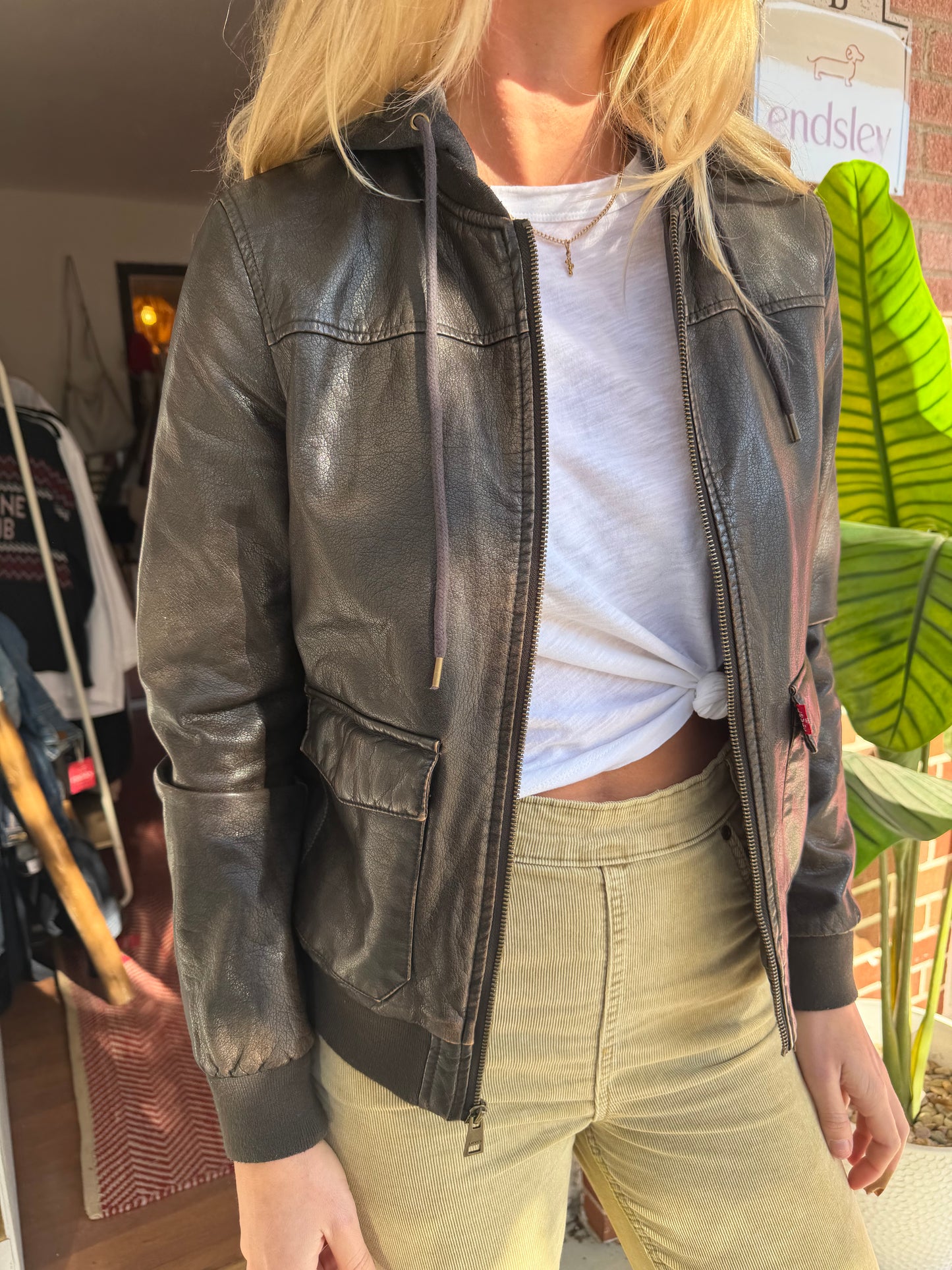 Levi Strauss | Leather / Sherpa Hoodie, S/M