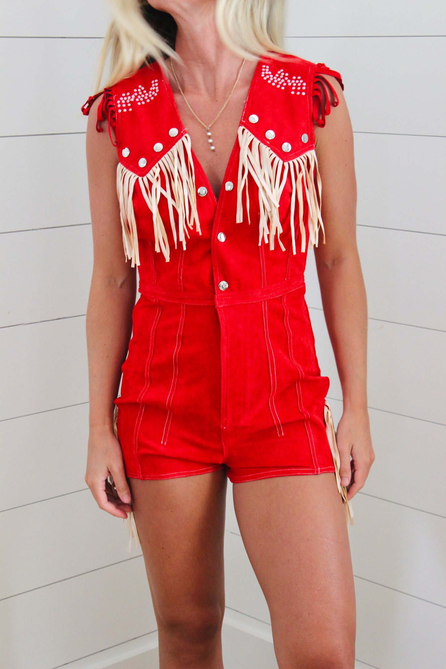 Oyrosy | Suede Fringe Romper, S