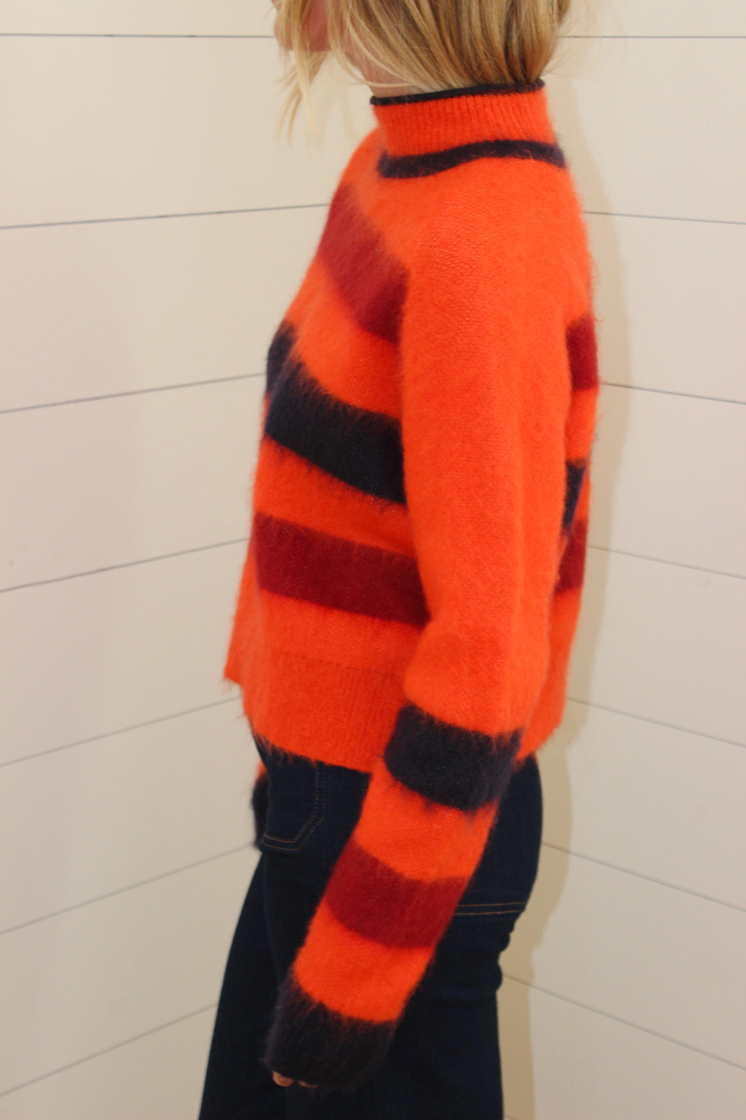 PSWL  | Mock Neck Striped Sweater, S