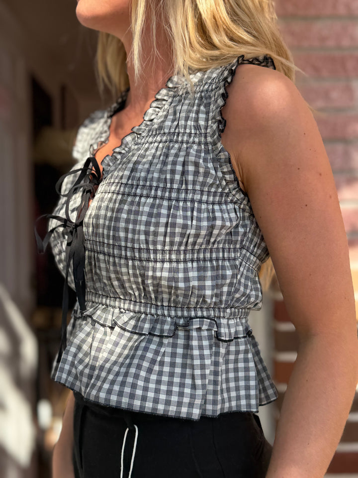 Rails | Ivory Jet Gingham Top, XXS