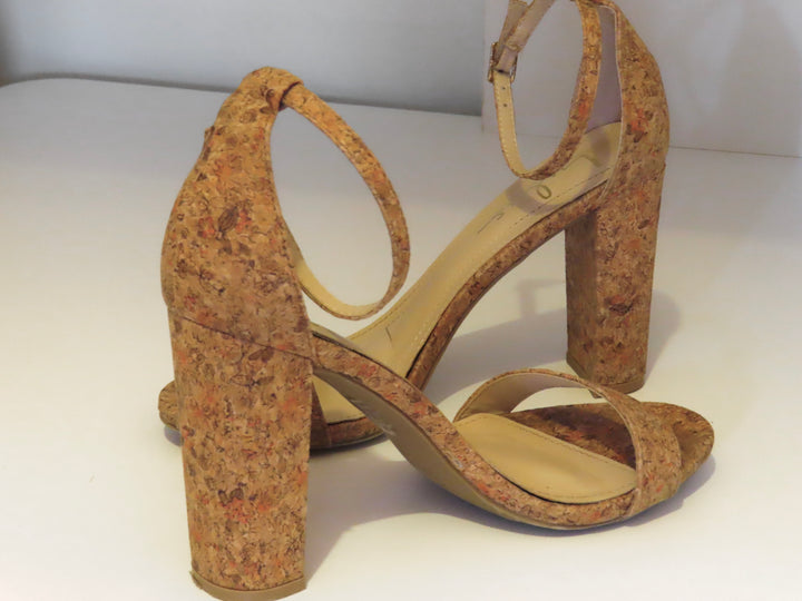 LuLus | Taylor Tan Floral Cork Ankle Strap Heels