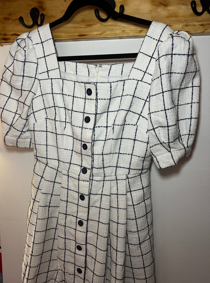 Gal Meets Glam Navy Tweed Plaid Dress, 2