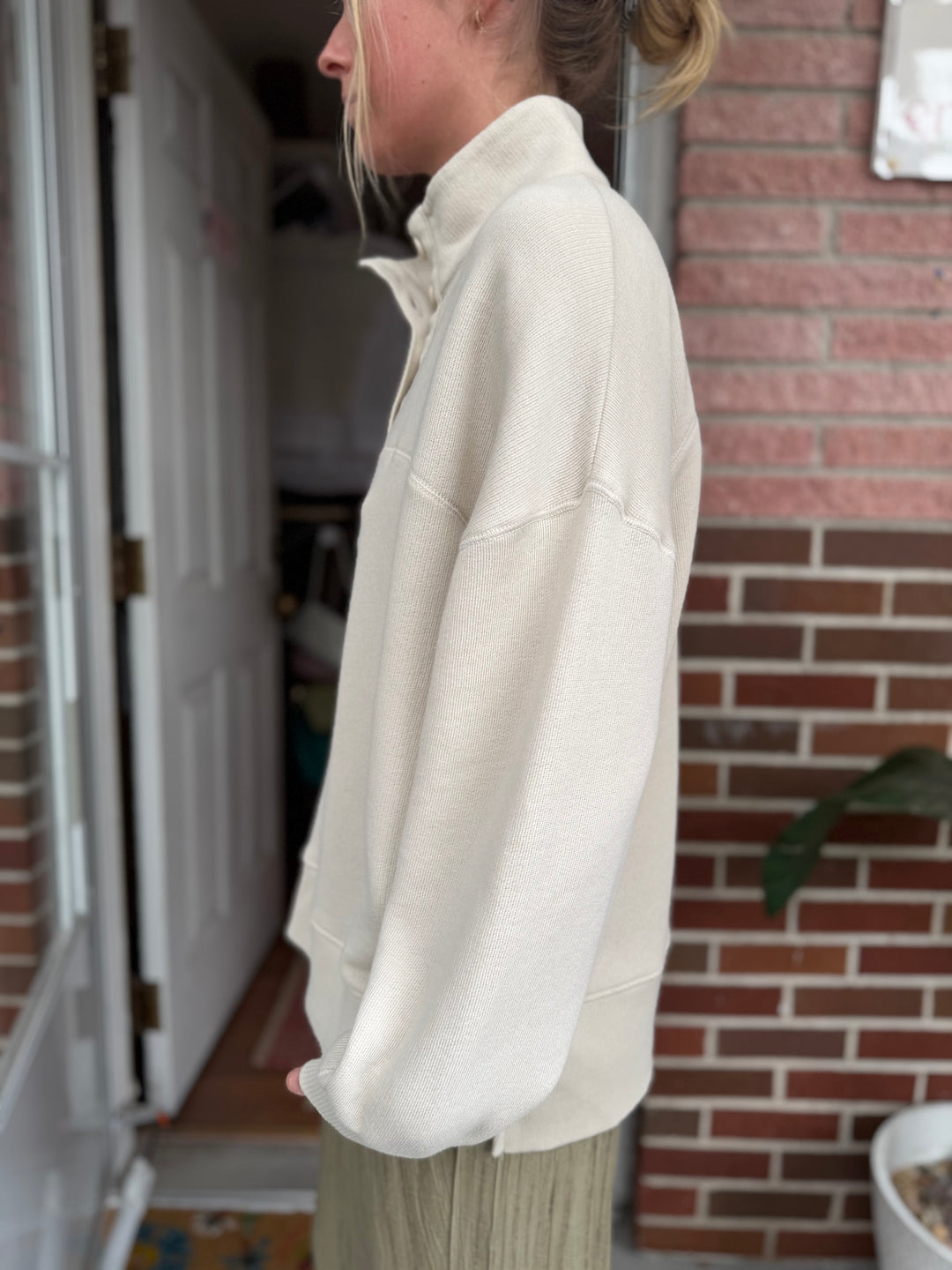 American Eagle | Quarter Button Cozy Pullover, S