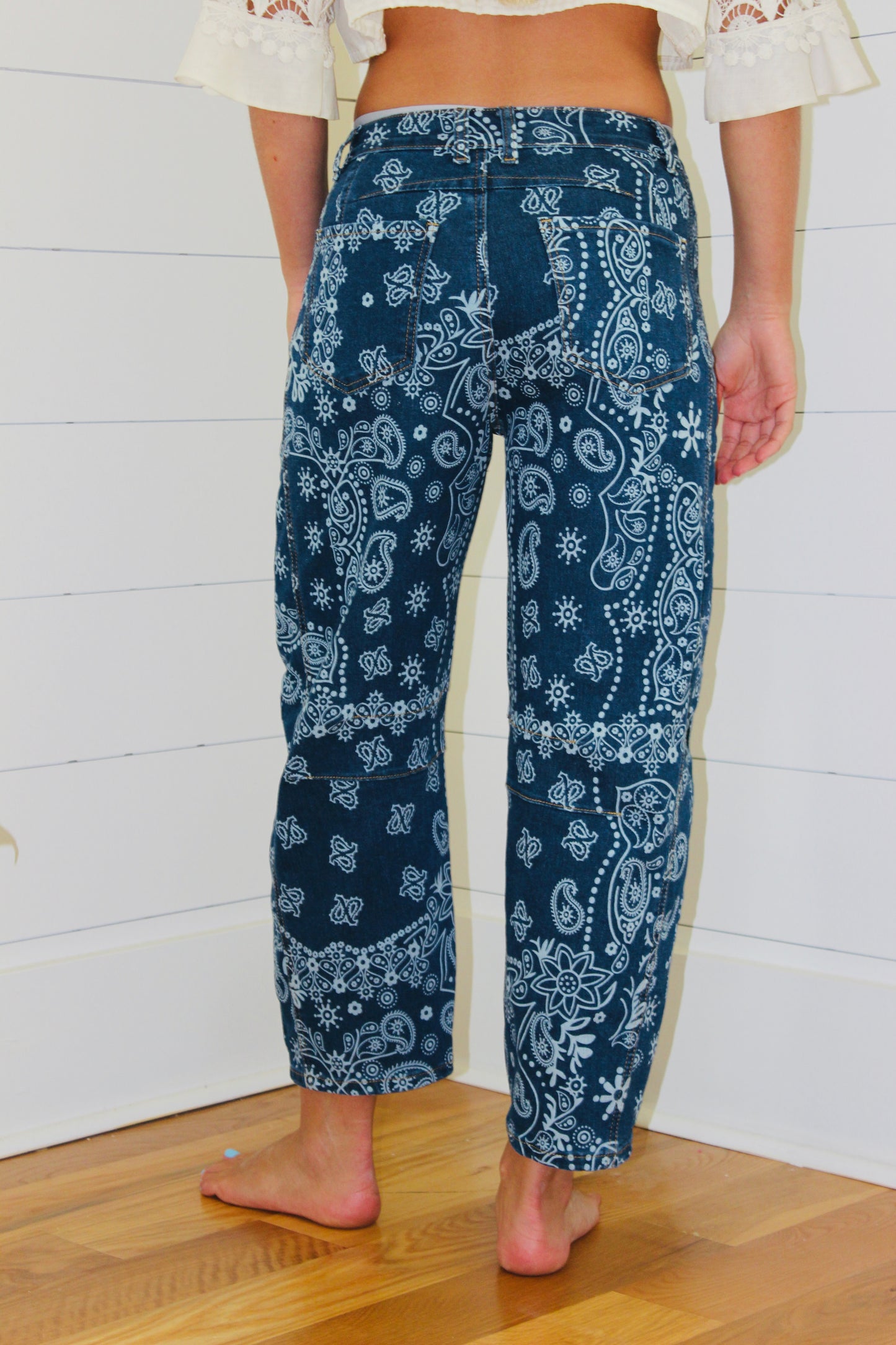 Paisley Barrel Jeans, XS