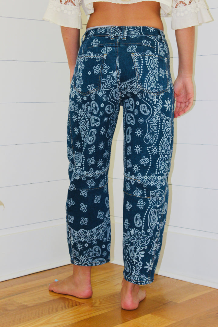 Paisley Barrel Jeans, XS