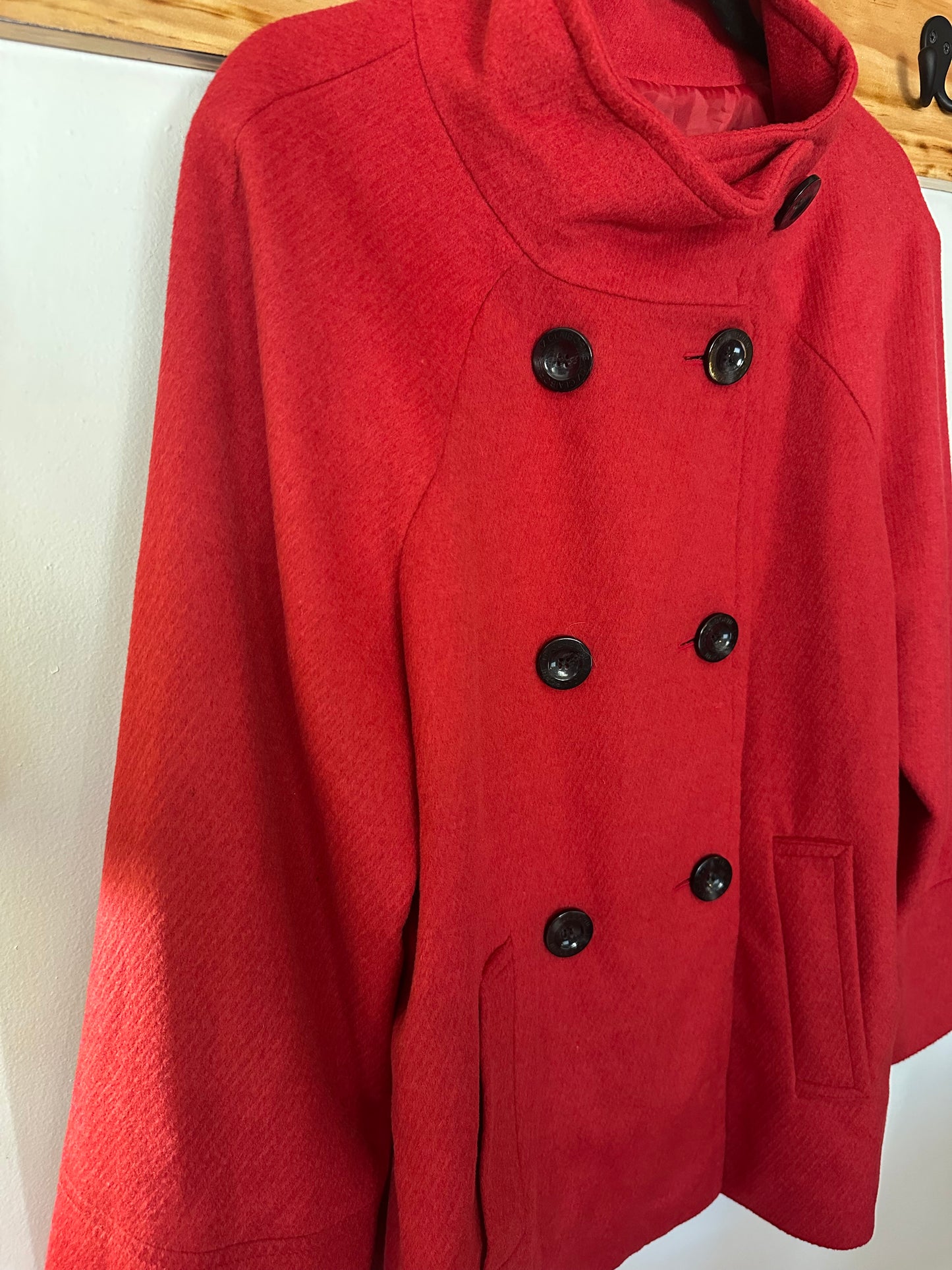 Liz Claiborne | Red Wool Blend Peacoat, L