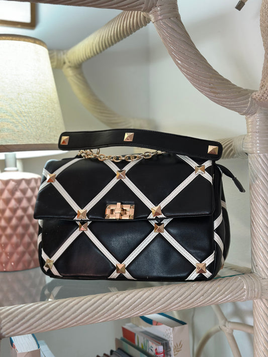 Black, White, & Gold Stud Purse