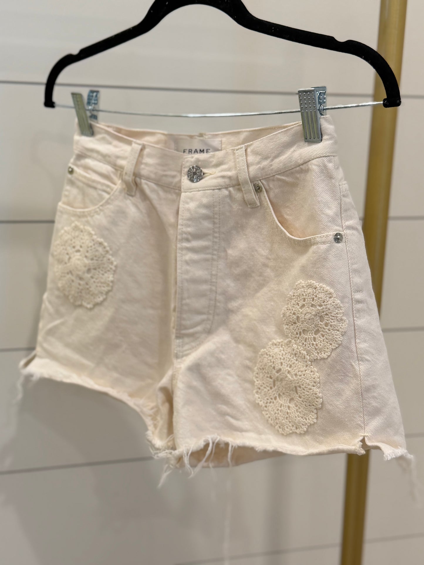Frame  | Embroidered Denim Shorts, 24