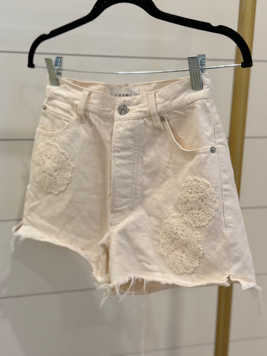 Frame  | Embroidered Denim Shorts, 24