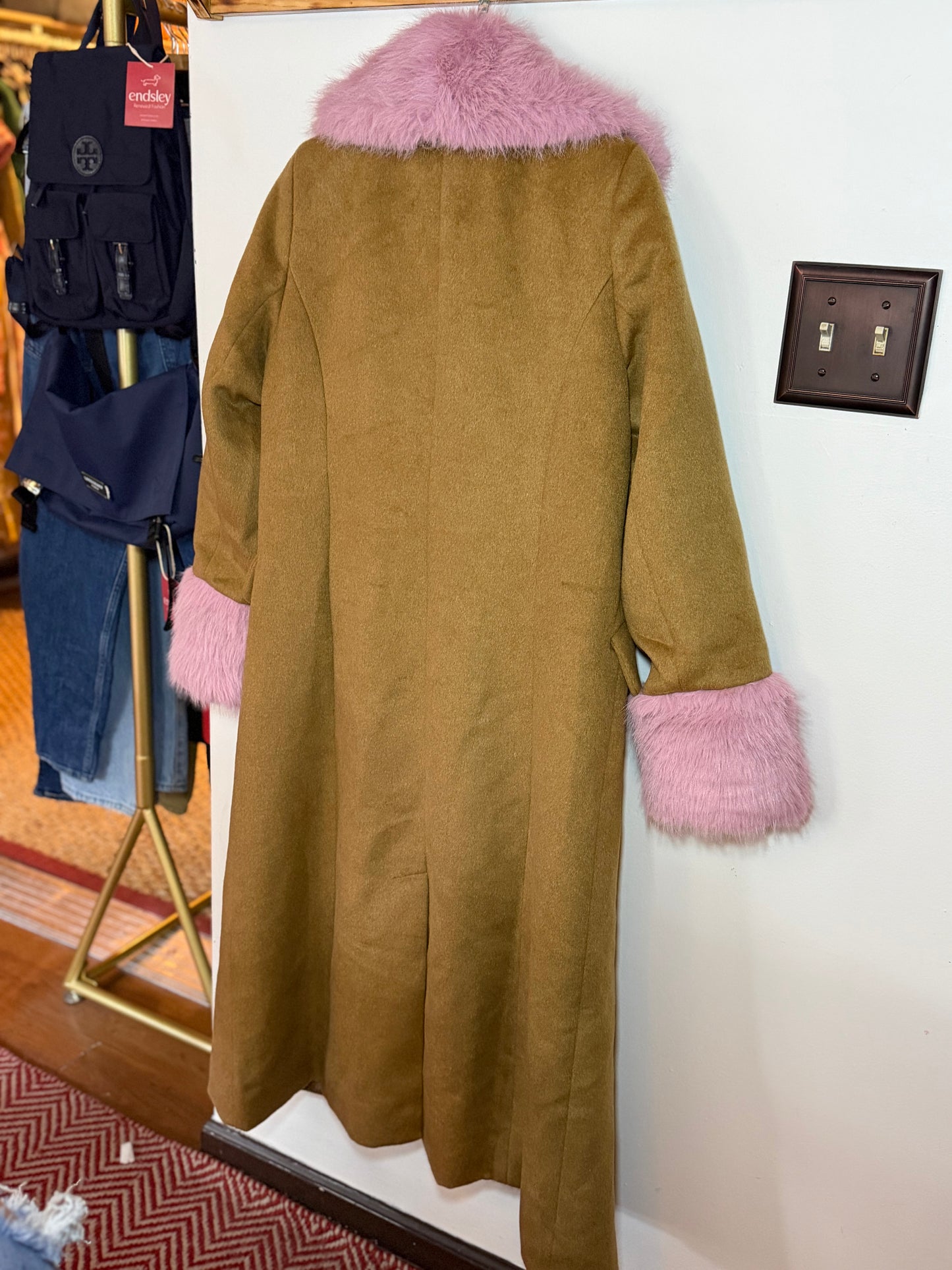 Maeve | Faux Fur-Lined Wool Blend Maxi Coat, XS