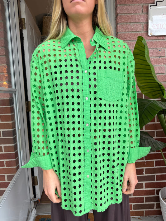 Solid & Striped | Green Button Down, M