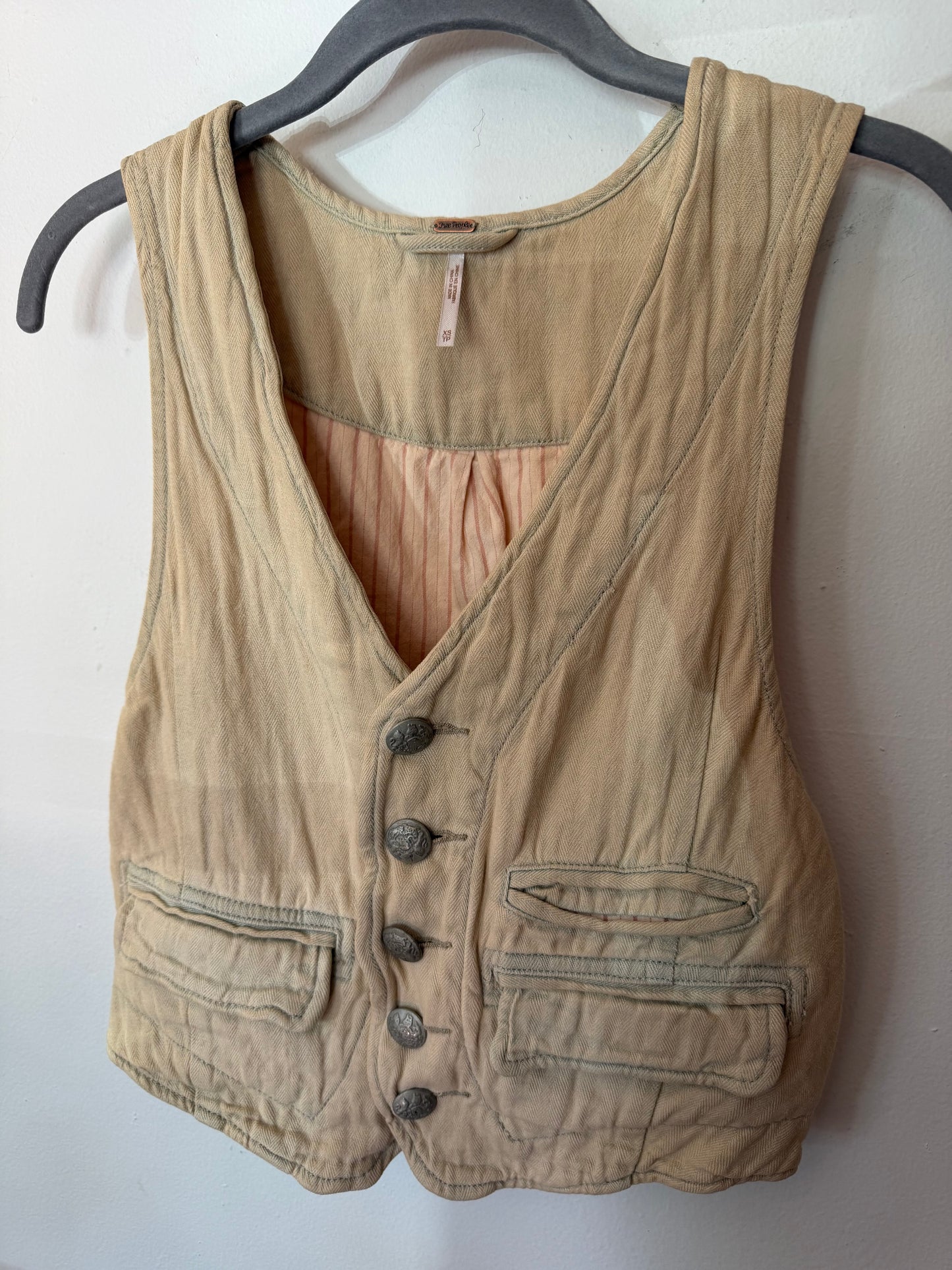Free People | Linen/Cotton Blend Vest, XS