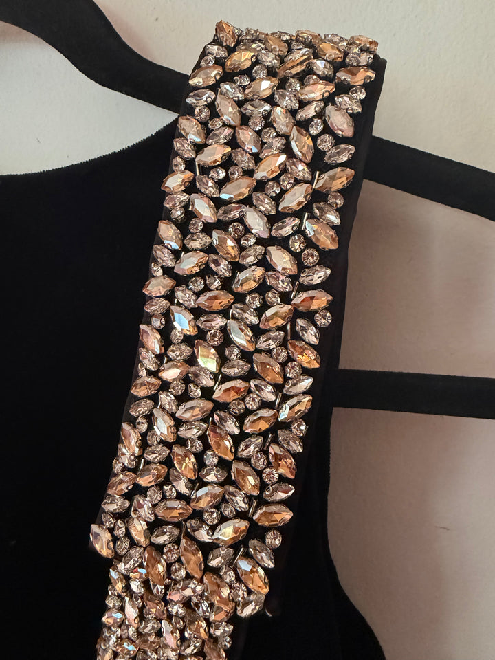 Tuckernuck | Black Velvet Embellished Viola Dress, XXS