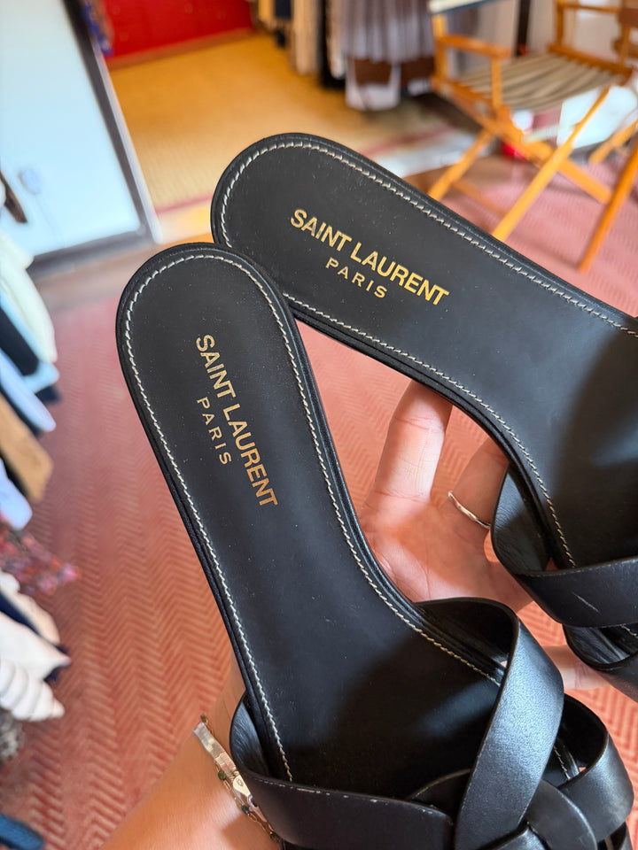 Saint Laurent  | Woven Leather Sandal Slide, 40