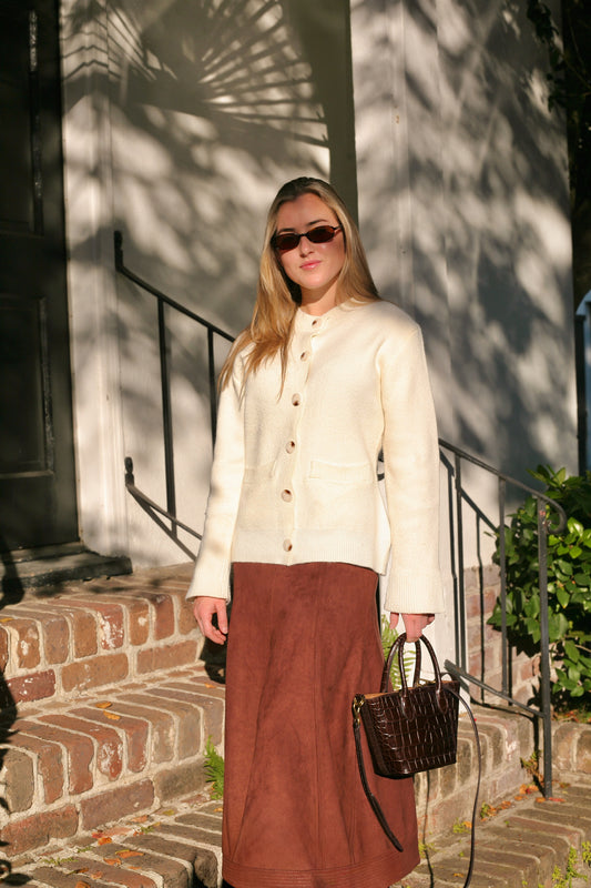 White Button Down Sweater, S/M