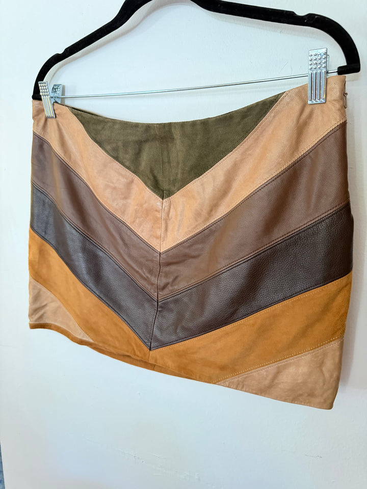 Haute Hippie | Leather Suede Skirt, M