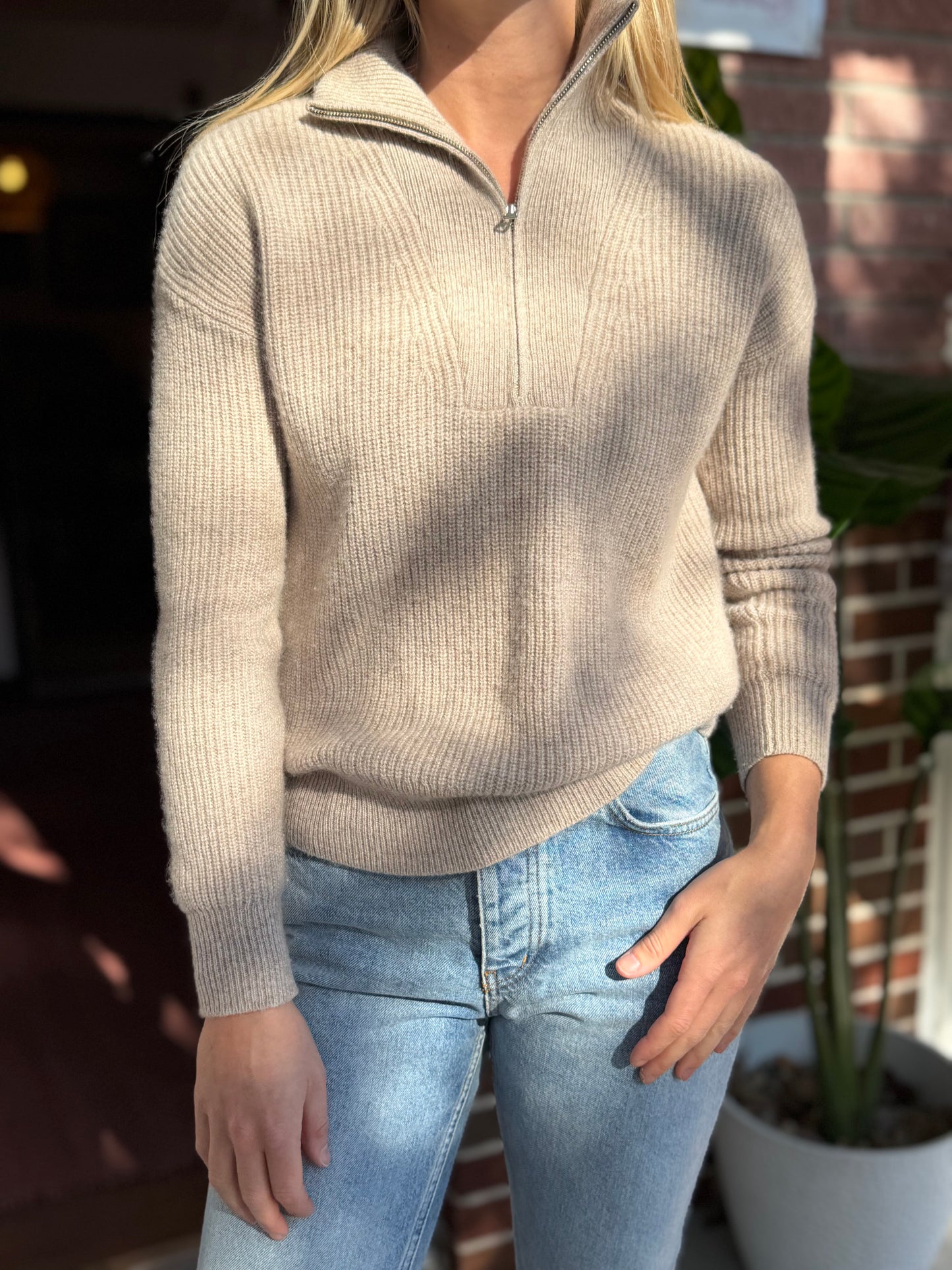 Theory | Ribbed Cashmere Quarter Zip, S/M