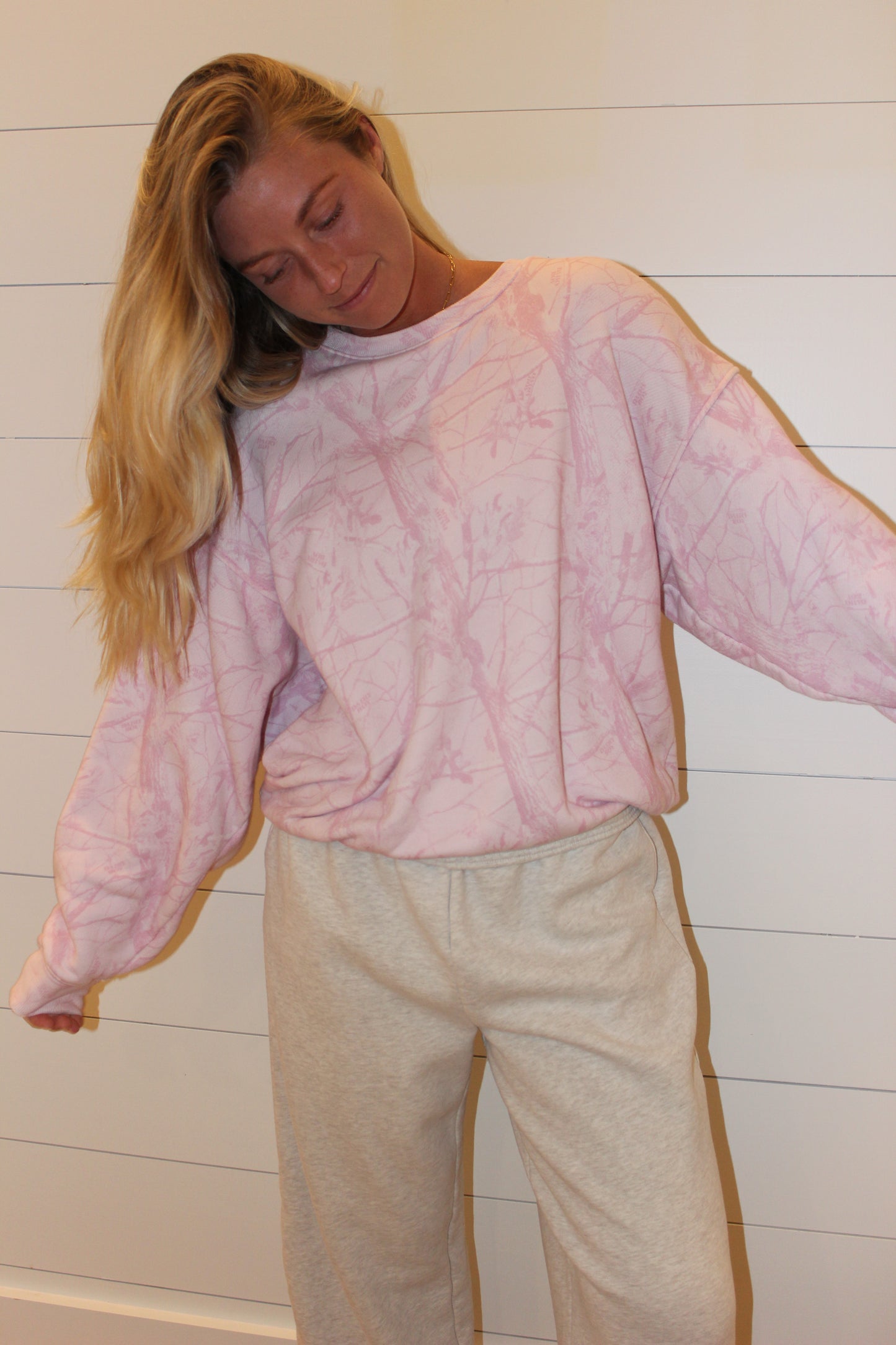 Dairy Boy | Bubblegum Camo Oversized Crewneck, M