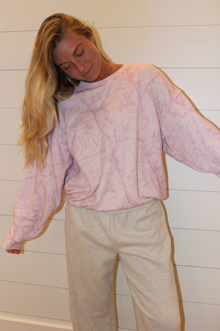 Dairy Boy | Bubblegum Camo Oversized Crewneck, M