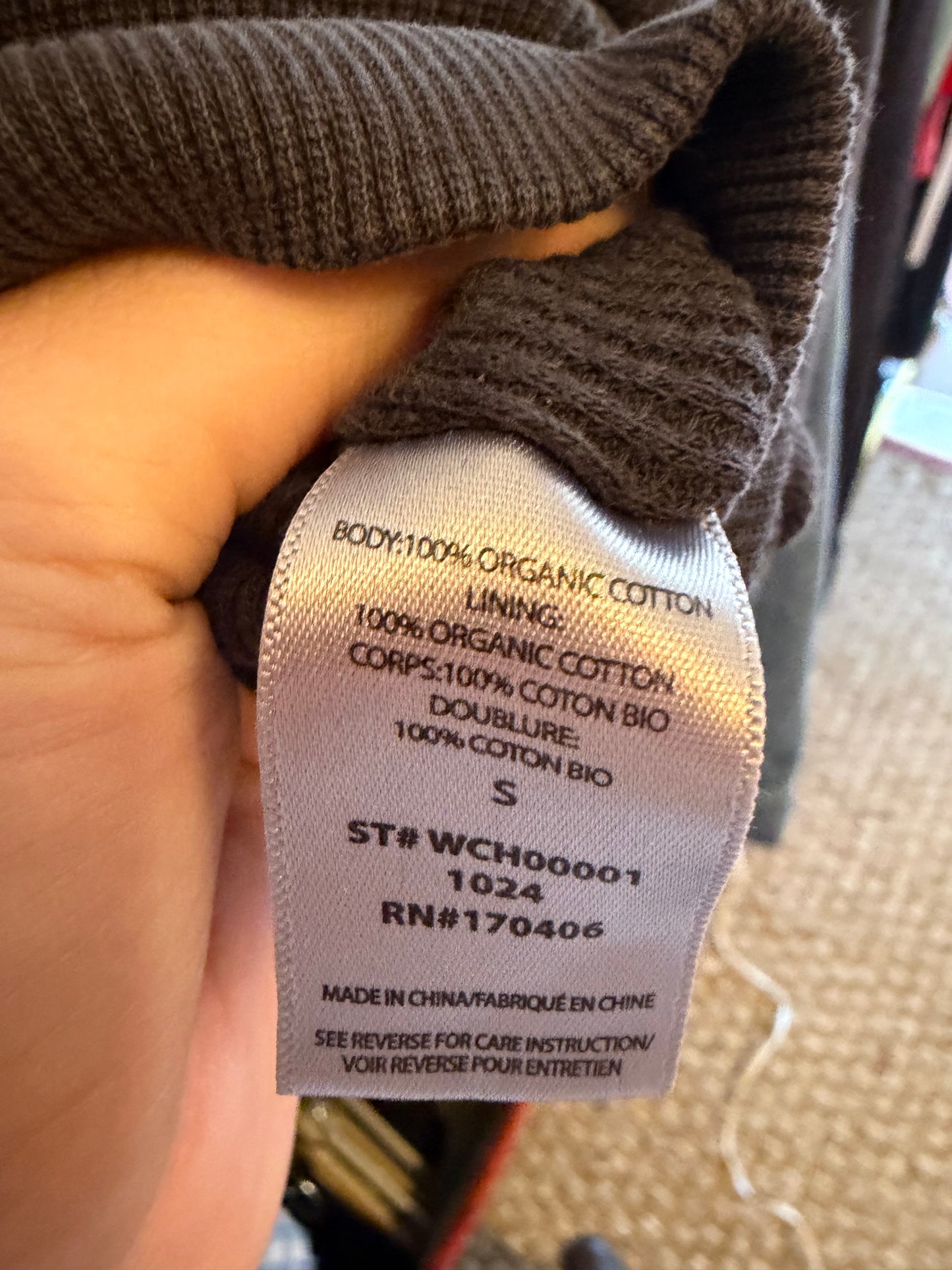 Elwood | Charcoal Cropped Zip Hoodie, S