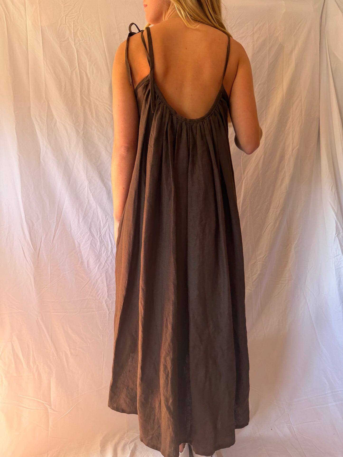 Lemuel MC | 100% Linen Cami Flowy Maxi Dress, O/S