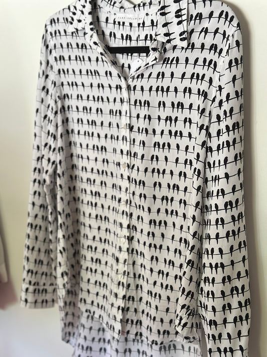Jane + Delancey | Black Bird Long Sleeve Button Up