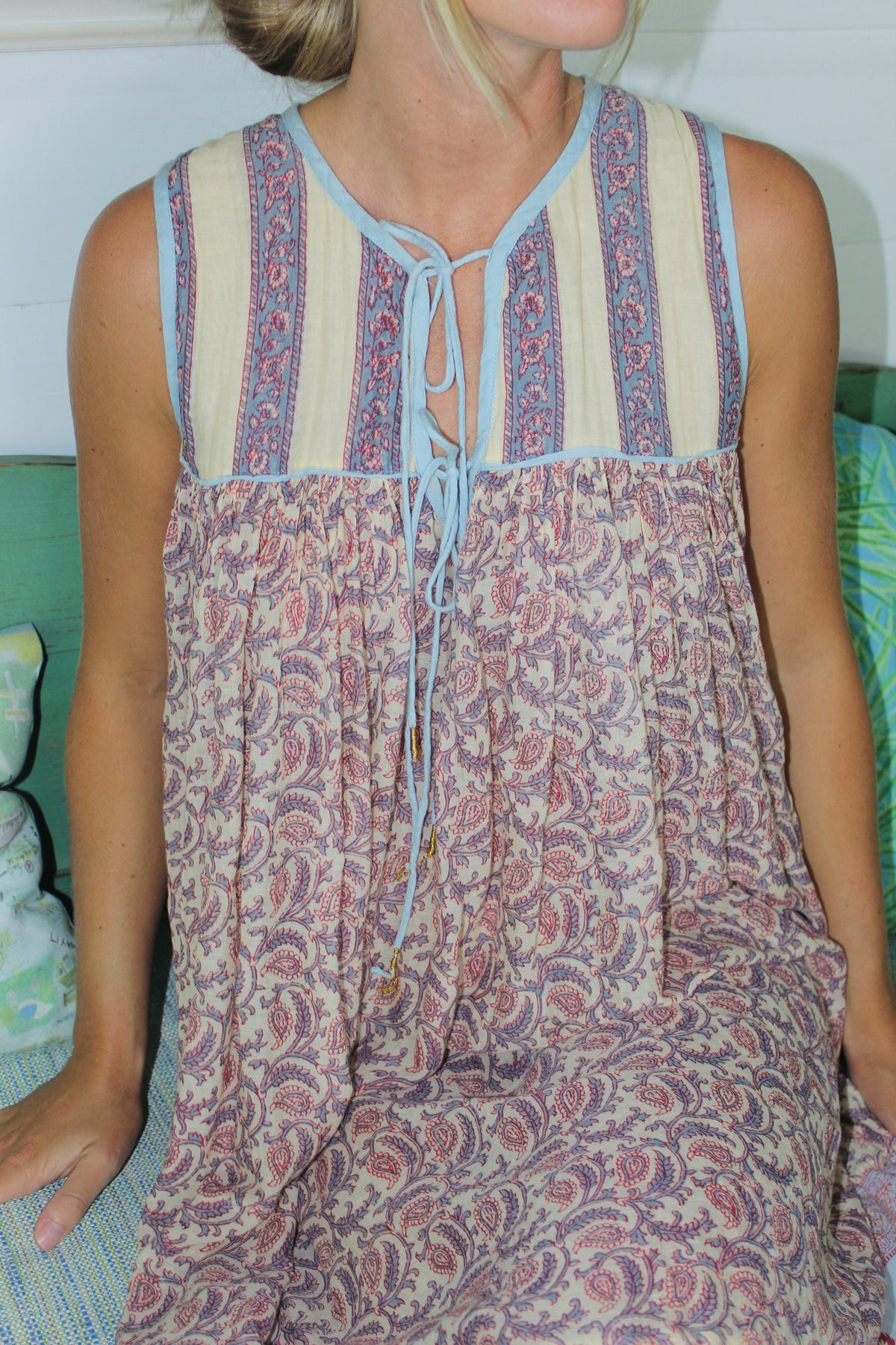 Daughters of India | Lightweight Linen Paisley Dress, S