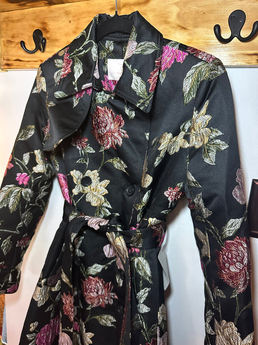 Gal Meets Glam | Floral Embroidered Pea Coat, XS