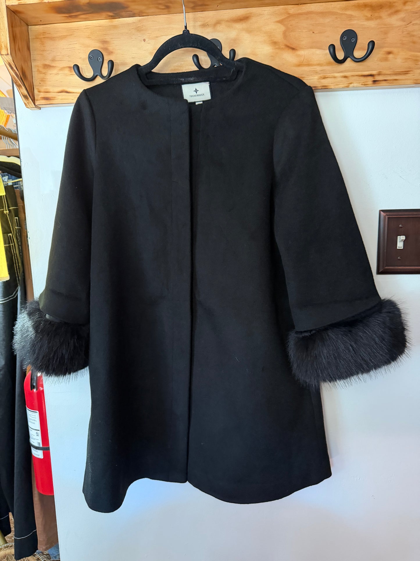 Tuckernuck | Black Wool Fur Cuff Harlan Coat