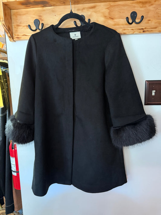 Tuckernuck | Black Wool Fur Cuff Harlan Coat