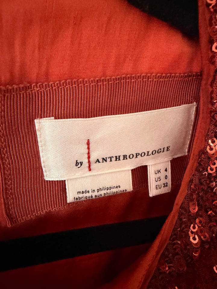 Orange Anthropologie Sequin Top, 0