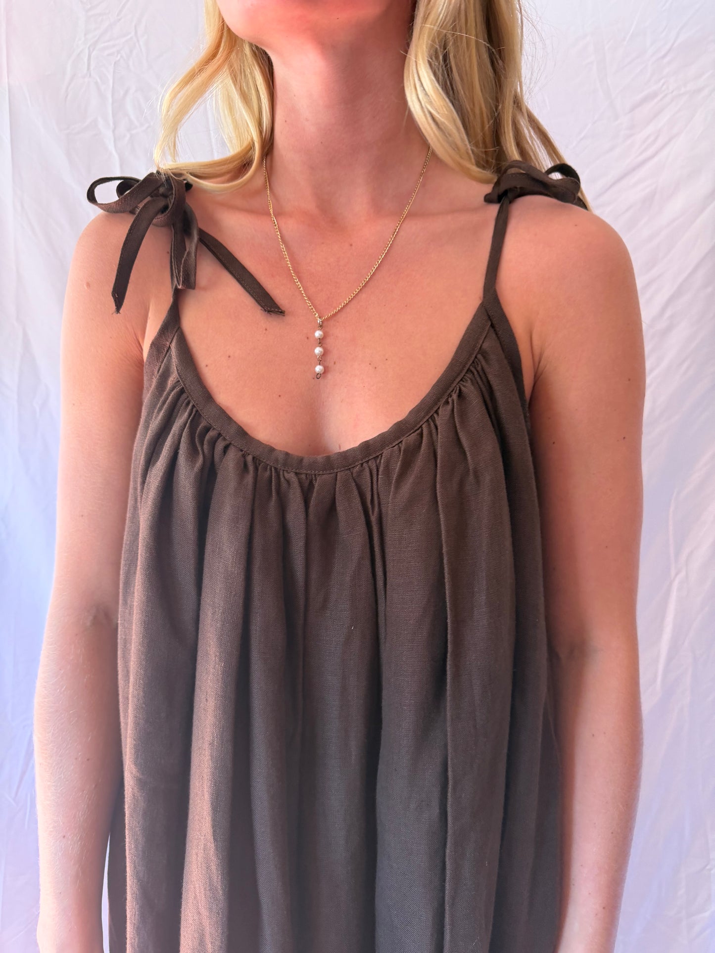 Lemuel MC | 100% Linen Cami Flowy Maxi Dress, O/S